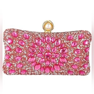 ⭐️ Pearl Clasp Crystal Clutch Purses for Women's Evening Handbags Rhinestones
